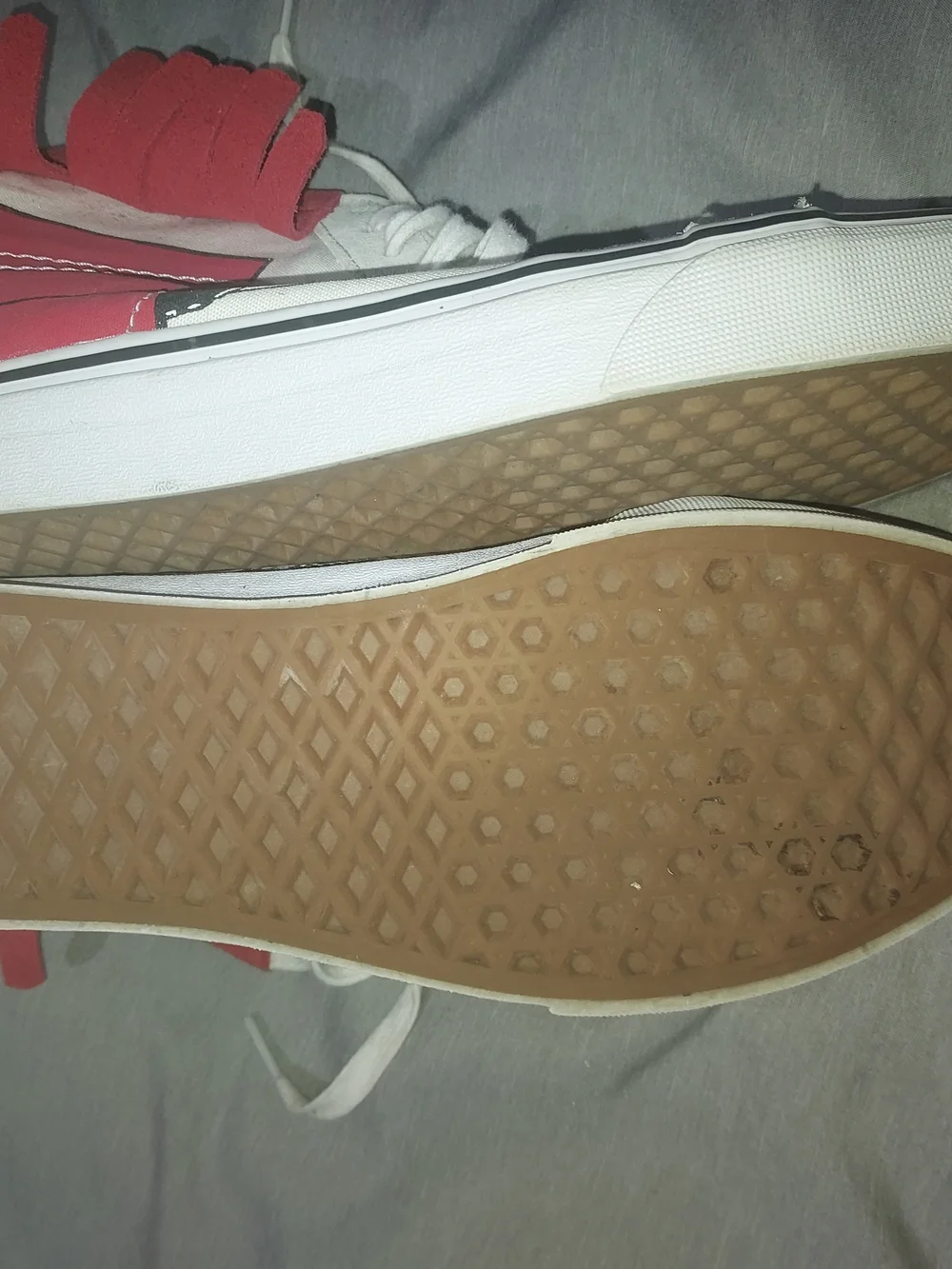 Vans Men’s White and Red Sk8-Hi Sneakers